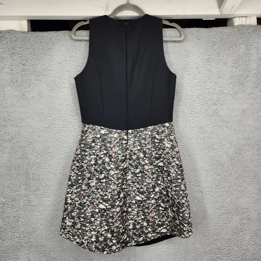 Proenza Schouler Black Wrap Bodice Multi Color Textured Skirt Mini Dress 4